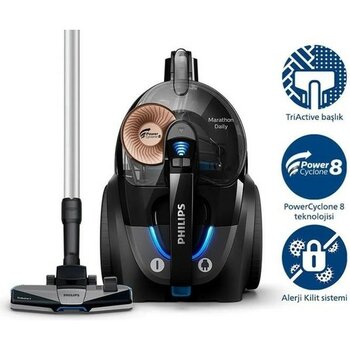 Philips Marathon Daily XB7150/07 Toz Torbasız Süpürge - Siyah