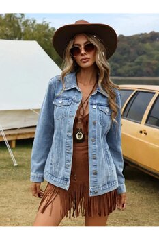 Wkm Denim Kadın Boyfriend Kot Ceket L Beden