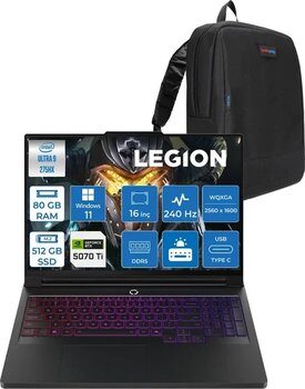 Lenovo Legion Pro 7 Intel Core Ultra 9 275Hx 80Gb Ddr5 512Gb Ssd Windows 11 Pro 12Gb Rtx5070tı 140W 16" Wqxga (2560X1600) Oled 500Nıts 240Hz Taşınabilir Bilgisayar 83F5004qtrp44 + Zetta Çanta