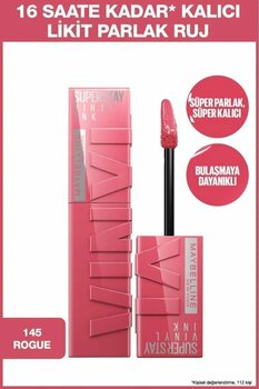 Maybelline New York Super Stay Vinyl Ink 145 Rogue Yüksek Parlaklık ve Kalıcılık Ruj
