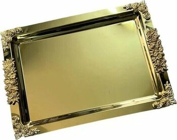 Cengiz Çeyiz Gold 45 X 33 cm Çelik Tepsi