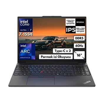 Lenovo ThinkPad E16 Gen 2 Ultra 7 155h 40 GB RAM 4 TB SSD ARC Graphics 16" Wuxga W11 Pro Notebook 21ma002utxat95