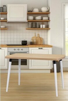 Vilinze Argos Sabit Mdf Naturel Mutfak Masası - 70 x 120  cm - 70 x 120 cm