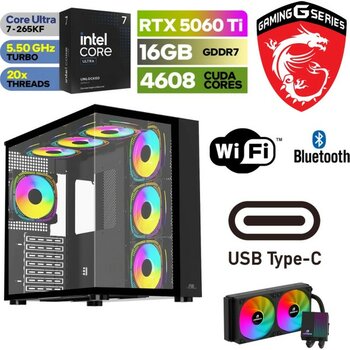 Şafak-Gaming Pc Ddr5 -Rtx 5060Tİ 16 GB  – Ultra 7 265KF – 32GB -64GB Ddr5 Ram – 1 Tb M.2 SSD  - Sıvı Sogutmalı - Windows 11 Pro - 32GBRAM