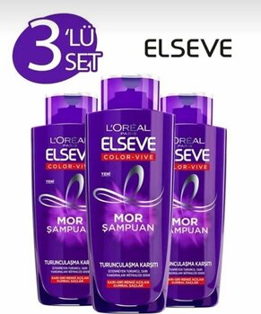 ELSEVE L’oreal Paris Turunculaşma Karşıtı Mor Şampuan 200 ml X 3 Adet