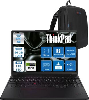 Lenovo Thinkpad P16s Gen4 Intel Core Ultra 7 265H 96Gb 1Tb Ssd 8Gb/Rtxpro1000 16" Wuxga Ips 500Nıts 60Hz Wi-Fi7 Freedos Taşınabilir Iş Istasyonu 21Qv0010txf30 + Zettaçanta