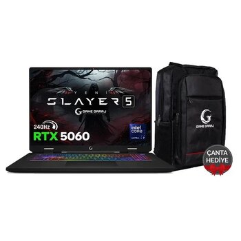 Game Garaj Slayer5 7-5060 C1 Intel Ultra 7 255Hx 32Gb Ram 1Tb Ssd Rtx5060 16" 240Hz Qhd+Ips Freedos Gaming Laptop