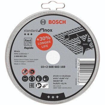 Bosch İnox Kesme Taşı 115X1.0x22.23 2608603254 (Pk 10Lu)