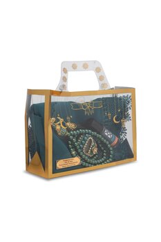 Hayrat Neşriyat İğne Oyalı Şal + Tesbih + Zikirmatik + Esans Hediye Seti (Yeşil)