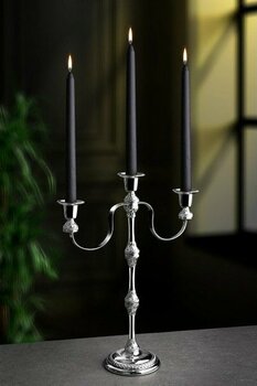 WuuQ Lüx Dekoratif 3'lü Şamdan Mumluk Gümüş