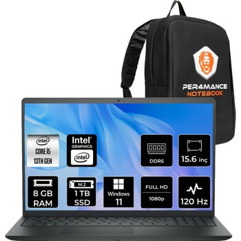 Dell Pro 15 Essential Intel Core I5 1334U 8gb 1tb SSD 15.6" Fhd 120Hz W11H Taşınabilir Bilgisayar & Per4 Çanta PV15250CI5165NP343 - 1 TB - 8 GB