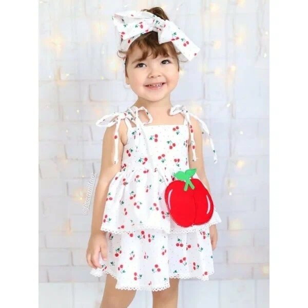 Riccotarz Cherry Kirazlı Beyaz 5–6 Yaş Elbise