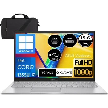 Asus Vivobook 15 X1504VA-NJ195W-P3 Intel Core I7 1355U 24GB Ram 1tb SSD 15.6'' Full Hd WIN11 Taşınabilir Bilgisayar (Çanta )