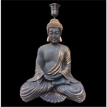 Büyük Boy Oturan Buda Abajur Ayağı - Ahşap