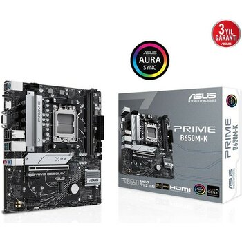 Asus Prıme B650M-K Ddr5 6400MHZ 1xvga 1xhdmı 2xm.2 USB 3.2 Matx Am5 (Amd Am5 9000/8000/7000 Serileri Ile Uyumlu)