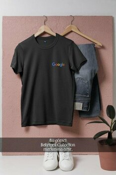 Oversize Google Logo Google Doodle  Cep Tasarımlı Unisex T-Shirt - XL - Siyah