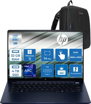 Hp Elitebook Ultra G1i Aı Next Gen Intel® Core™ Ultra 7 268v 32gb Ddr5 4tb Ssd 14"2.8k (2880 X 1800), Oled, Touch, Ips 400 Nits 100% Dcı-P3 Win11home Dokunmatik Bilgisayarb69bfeth15+Zettaçanta