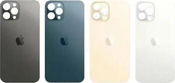 OEM Uyumlu İphone 12 Pro Arka Kapak Lazer Kesim Süper Kalite Cam -Mavi