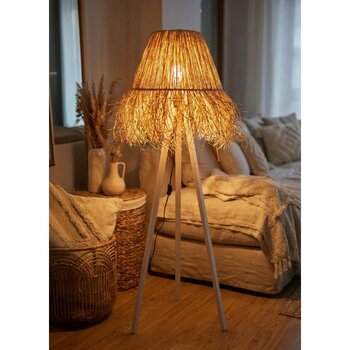Allians Şık Bohem Hasır Lambader, Beyaz Tripod Ayak ile Zarif Aydınlatma - Seçenek 1