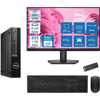 Dell Optiplex 7010MFF Intel Core I3 13100T Mx 4.20GHZ 8gb 1tb SSD UHD Graphics 730 27" Mon WIN11HOME Kurumsal Mini Bilgisayar N003O7010TM27H41 + Ze...