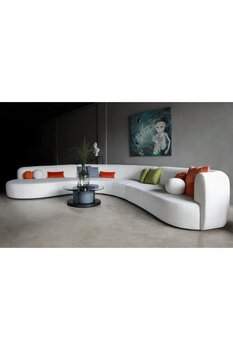 Passion Luna Modern 3 Parça Oval Teddy Koltuk Takımı Büyük Salon Oturma Grubu L Köşe Koltuk Takımı
