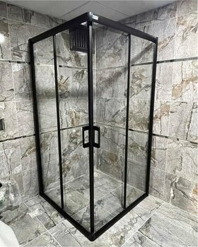 Nokta Duşakabin Teknesiz Kare Cam Duşakabin Siyah Profilli Sp101 Şeffaf