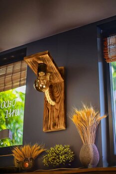Celestia Aplik Ahşap Aplik Duvar Lambası Cafe Otel Restoran Oturma Odası Yatak Odası Dekoratif İskandinav