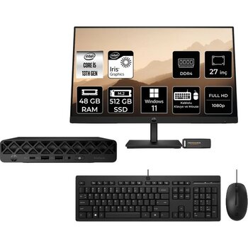 HP Pro Mini 260 G9 i5 1335U 48GB RAM 512GB SSD 27" FHD Win11 Pro A55C4ETPN653 Mini PC + Per4 USB - Windows 11 Pro