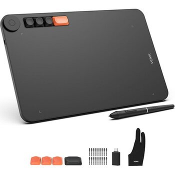 Delixa Veikk VO1060 10X6 4 Kısayol Tuşlu Sağ/sol El Uyumlu Grafik Tablet+Kalem - Turuncu