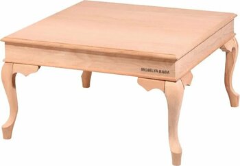 Mobilya Baba Buldan Kare Eko Orta Sehpa Cilasız Ham Ahşap