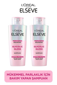 ELSEVE Glycolic Gloss Mükemmel Parlaklık için Bakım Yapan Şampuan 200ml 2'li Set