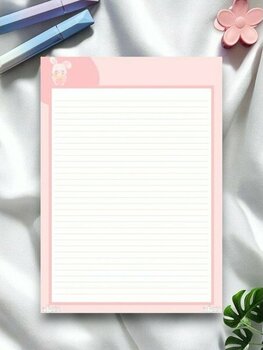 Mirya Notes A4 Tavşan Desenli Notepad - Not Defteri - Bloknot (Çizgili) - Açık Pembe