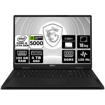 Msı Creator Pro X18 Hx Intel Core I9 14900HX 192GB  4tb SSD RTX5000 Ada 16GB W11P 18" UHD 120Hz Taşınabilir Bilgisayar A14VMG-484TR-A3 - 4 TB - 192 GB