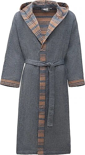 Ecocotton Mila Erkek Bornoz %100 Organik Müslin Gri/Taba
