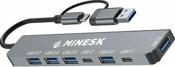 Usb-C Hub Laptop ve Macbook ile Uyumlu Çoklayıcı / 1x USB 2.0 / 1x USB 3.0 / 2x Usb-C/çevirici Çoklayıcı (7-In 1 USB Hub)
