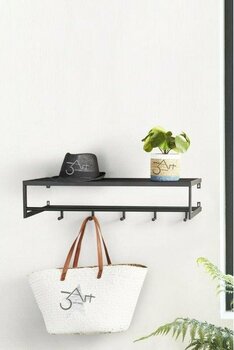 3Art Metal Dekoratif Demir Duvar Askısı - Portmanto - Metal Elbise Askısı - Metal Raf - Ayakkabılık - Askılık - Siyah