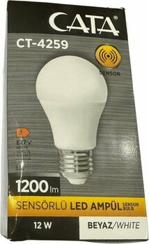 Cata CT-4259 12W 6400K (Beyaz Işık) Sensörlü E27 Duylu LED Ampul (2 Adet) - Beyaz