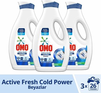 Omo Sıvı Çamaşır Deterjanı Active Fresh Cold Power Beyazlar 1690 ml X3