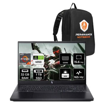 Acer Nitro V15 R7 7735hs 32gb 1tb Ssd Rtx4050/6gb 75w 15.6'' Fhd 165hz Fdos Gaming Laptop & Çanta