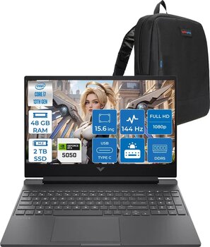 Hp Victus 15-Wfa2036nt Intel Core I7 13620h 48gb 2tb Ssd 8gb Rtx5050 Freedos 15.6" Fullhd 144hz 300nits Ips Taşınabilir Bilgisayar C52qweaf24 + Zetta Çanta