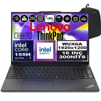 Lenovo Thinkpad E16 Gen2 Intel Core Ultra 7 155H Ddr5 80Gb 512Gb Ssd Intel® Aı Boost 16" Wuxga Ips Freedos Taşınabilir Bilgisayar 21Ma002utxf26 + Zetta Çanta