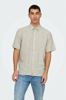 Only & Sons Erkek Onscaıden Kısa Kollu Tek Cepli Keten Gömlek 22031805 Bej Bej Xl