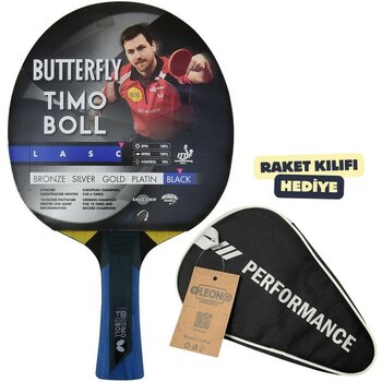 Butterfly Timo Boll Black Masa Tenisi Raketi Ittf Onaylı - Raket Kılıflı - Kırmızı - Siyah