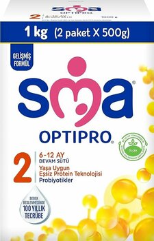 SMA 2 Optipro Probiyotikli 6-12 Ay Devam Sütü (500 Gr X 2 Paket) 1 Kg