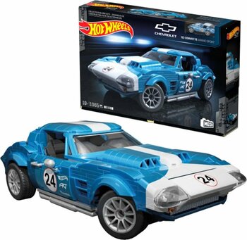 MEGA ™ Hot Wheels® '63 Corvette Grand Sport Koleksiyonluk yarış aracı yapı oyuncağı 1060 parça HWW23