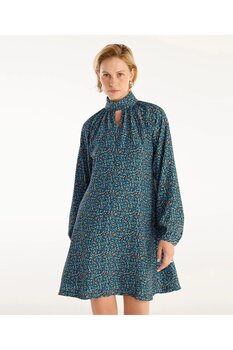 Yargıcı Yakası Pliseli Uzun Balon Kollu Kısa Elbise 40 Beden