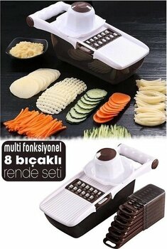 Hazneli 8 Bıçaklı Rende Sebze Patates Mandolin Doğrayıcı Dicer