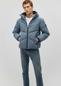 Mavi Kapüşonlu Mavi Şişme Mont 0110360-70782 - 2XL