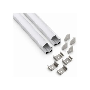 2 Li Set Köşe Led Profil Kanal 18x18mm Alüminyum 2 Metre Sıva Üstü Eloksallı Opak Kapaklı Şerit Led Kanal Seti 8987