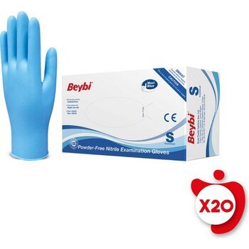 Beybi Pudrasız Nitril Eldiven S Beden Mavi 100'LÜ 20 Paket